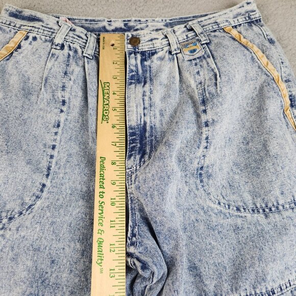 VTG 80s Tapered Leg Baggy Acid Wash Pleated Denim Jeans Men's 30x26 Parachute - Picture 6 of 12